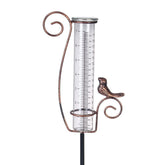 HOBYLUBY rain gauge with metal bird design for accurate backyard measurements