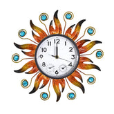HOBYLUBY sun outdoor clock front view with temperature and humidity readouts.