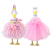 Hoemwarm princess porch goose outfit with hat and bandana enhances outdoor lawn decor.