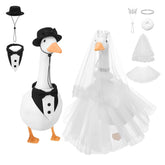 Hoemwarm wedding porch goose outfit with crown and veil for charming yard decor.