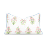 Hofdeco Premium coastal lumbar cover with pink-green floral pattern, ideal for indoor-outdoor comfort.