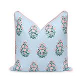 Hofdeco Premium coastal pillow cover front view with blush floral pattern for indoor outdoor décor