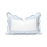 Hofdeco Premium coastal lumbar cover with scalloped edge for patio seating.