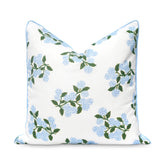 Hofdeco Premium coastal pillow cover front view with hydrangea pattern for outdoor lounging.