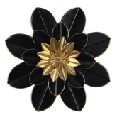 hogardeck 16-inch metal flower wall art in black and gold adds a striking indoor focal point