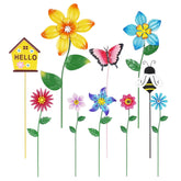 hogardeck metal flowers stake with bright colors brightening garden beds