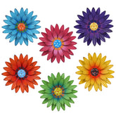 hogardeck metal sunflower wall decor six-pack front view bright colors for indoor walls