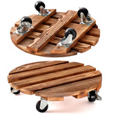 HOHY 2-pack 12-inch wood plant caddy with wheels eases moving heavy planters