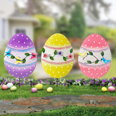 Hokfirm Easter egg yard sign with butterflies enhances spring curb appeal in your garden
