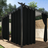 HolidayIdeas outdoor curtain draped on gazebo for privacy and shade.