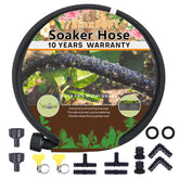 Holldoor 50 ft soaker hose on a garden bed delivers even root-zone watering.