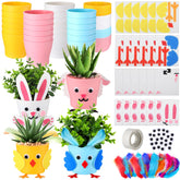 Hollowfly Easter bunny flower pot craft for festive spring décor.