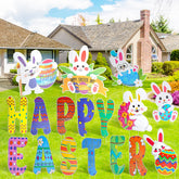HOLYFUN Easter yard sign bunny design 01 adds outdoor color and weatherproof charm