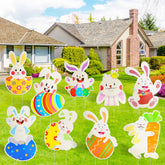 HOLYFUN Easter yard sign 9-pack boosts curb appeal for outdoor celebrations.