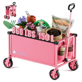 HOMBETTA collapsible pink wagon folded for compact storage and easy transport.