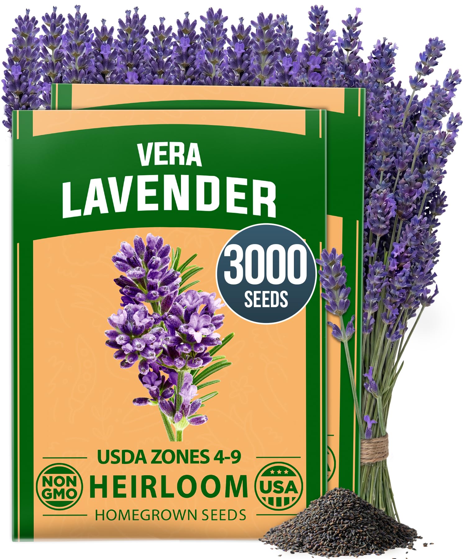HOME GROWN English Lavender Seeds pack ideal for starting a fragrant indoor or outdoor bed.