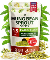 HOME GROWN mung bean seeds pack 1.5 lb for fresh sprouts.