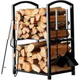 HOME IT firewood rack two-tier exterior view keeping logs neatly organized for outdoor fires