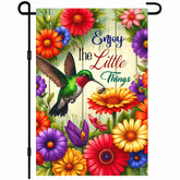 HOMETITUTE hummingbird flag front view adds inviting spring charm to outdoor spaces