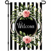 HOMETITUTE Welcome Garden Flag with pink roses for a bright porch greeting