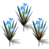 Homight metal agave plant outdoor decor with blue lily flowers.