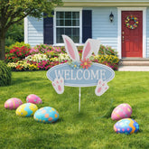 HOMirable Easter bunny garden stake welcomes guests with a cheerful spring vibe.