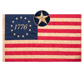 Homissor 1776 Betsy Ross flag with tea-stained finish ready for outdoor display