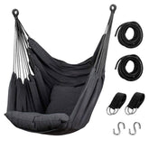 Hommtina hammock chair outdoors in setup with built-in pocket for essentials.