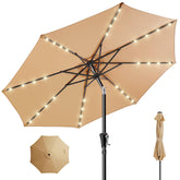 HOMSHADE 9ft solar patio umbrella viewed from the front, providing shade for outdoor gatherings