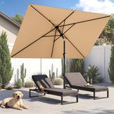 HOMSHADE umbrella with 6.6x10 ft rectangular canopy provides wide shade for dining.