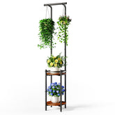 Homsorout plant stand top hanging bar enables lush indoor displays.