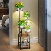 Homsorout round plant stand with grow light top tier for thriving indoor plants