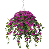 Homsunny bougainvillea hanging basket with purple silk flowers for vibrant outdoor color.