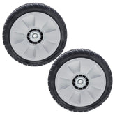 Honda rear wheels RR pack two for compatible mowers, enhanced stability.