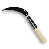 HONEN real edge saw-sickle blade close-up showing SK-5 steel edge for sharp cuts