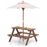 HONEY JOY kids picnic table table-top offers ample outdoor meal space.