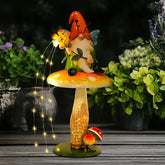 HONGLAND Solar Garden Gnome mushroom-illumination adds magical glow to outdoor evenings.