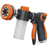 Hongmai garden hose nozzle with eight-pattern spray for versatile cleaning.