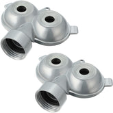 Honoson circle pattern twin spot sprinkler head in silver for even irrigation.