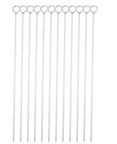 HONSHEN 12-inch stainless steel skewers with ring-tip handle for easy grip on the grill.