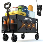 HOOPLE collapsible wagon open with ample storage for groceries and gear.