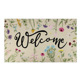 Hooqict Wildflower Spring Doormat at front door showing welcoming floral design and size