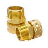 Hooshing brass garden hose adapter showing 3/4 GHT female to 3/4 NPT male connection.