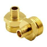 Hooshing brass garden hose adapter converts NPT to GHT for garden tool connections.