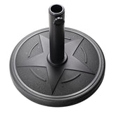 Hooyeatlin patio umbrella base closeup shows durable HDPE and concrete for lasting stability.