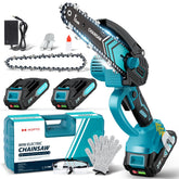 HOPTO mini chainsaw in hand showing balanced one-hand design for precise pruning