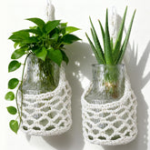 HOREAKHJ macrame wall plant hanger in ivory, ideal decorative indoor accent for pots.