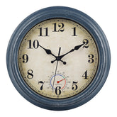 Horizent outdoor clock blue front view enhances patio decor and readability