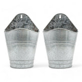Hosley galvanized wall hanging planters in a 2-pack setup for rustic decor.