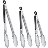 Hotec 7-inch stainless kitchen tongs with locking ring for easy storage